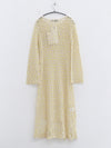 SWAYING 25 Fall/Winter Collection: Silk-Wool Mesh Long-Sleeve Dress with Cutout Detail (SW-SW25AW2L06C1S2-HUANG, Yellow)